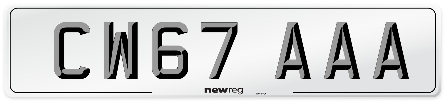 CW67 AAA Number Plate from New Reg